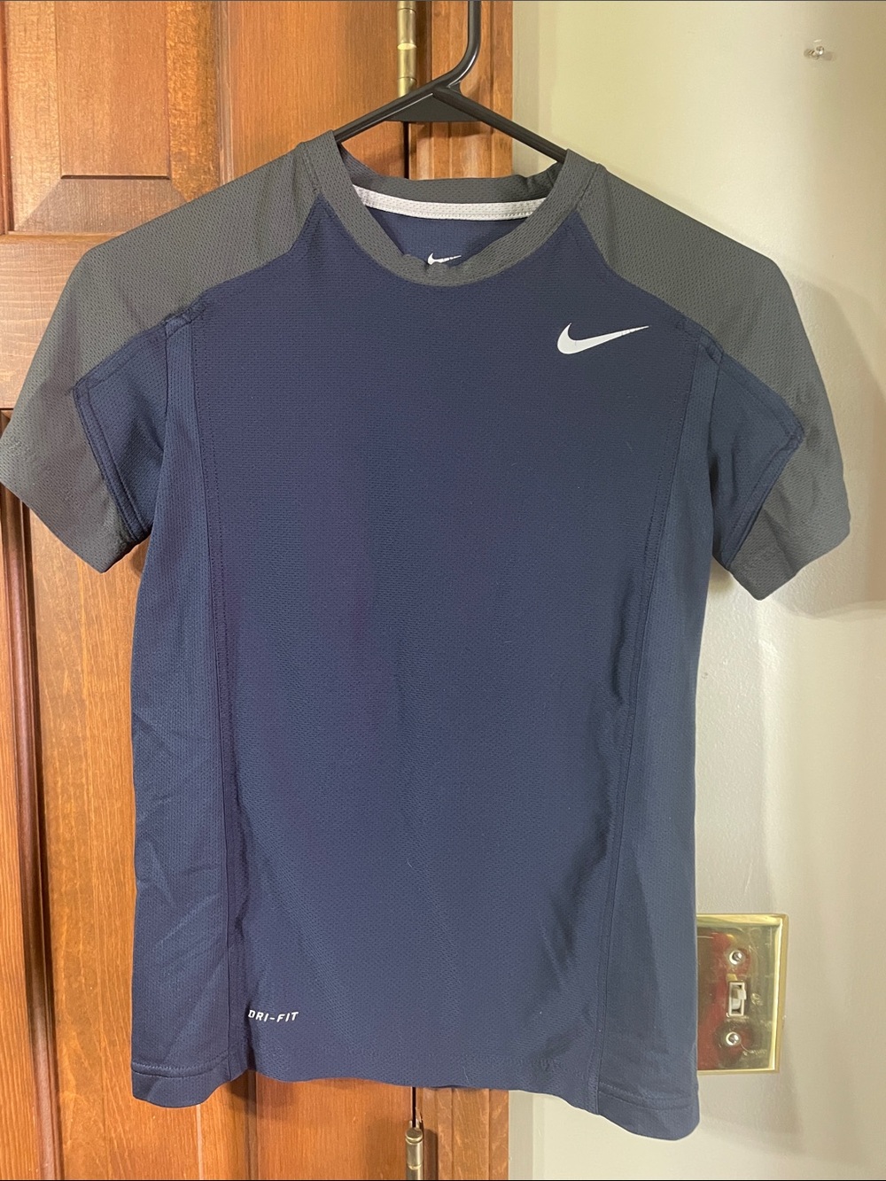 Nike Navy and Gray Dri-Fit Short Sleeve Training Tee